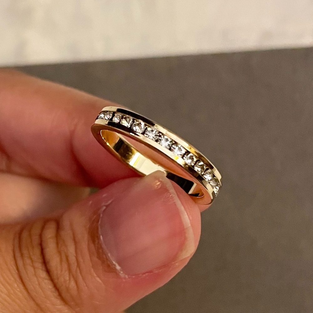 Gold Eternity CZ Band Ring — Size 7